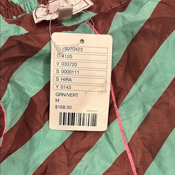 Anupamaa 100% Silk Striped Green Anthropologie Terra Women's Maxi Skirt Size Med - Picture 4 of 8